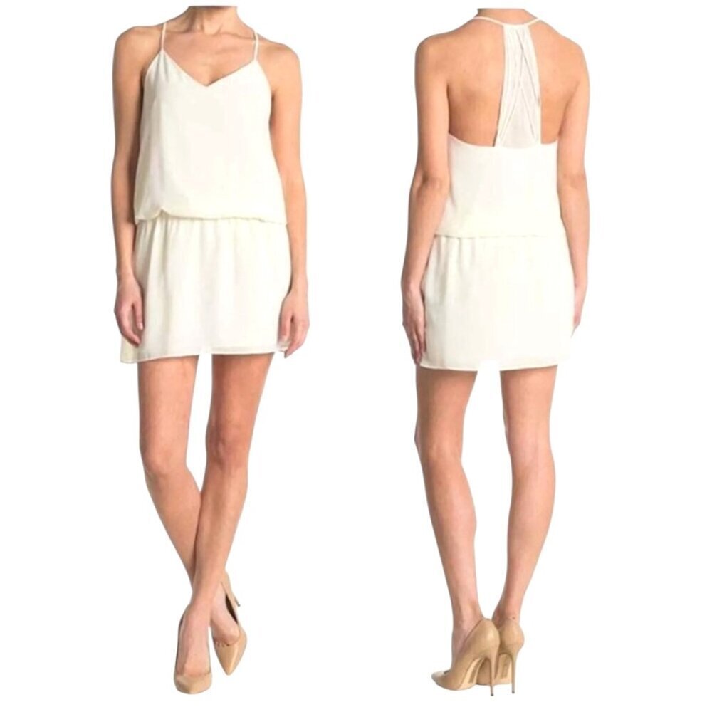 Haute Hippie Dress Women Medium Ivory Swan White Mirage Strappy Back Micro Mini